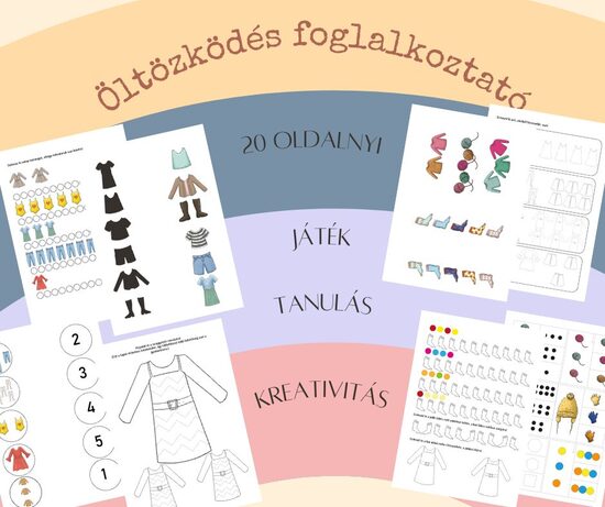 Öltözködj! – Nyomtatható fejlesztő foglalkoztató (PDF, 20 oldal)